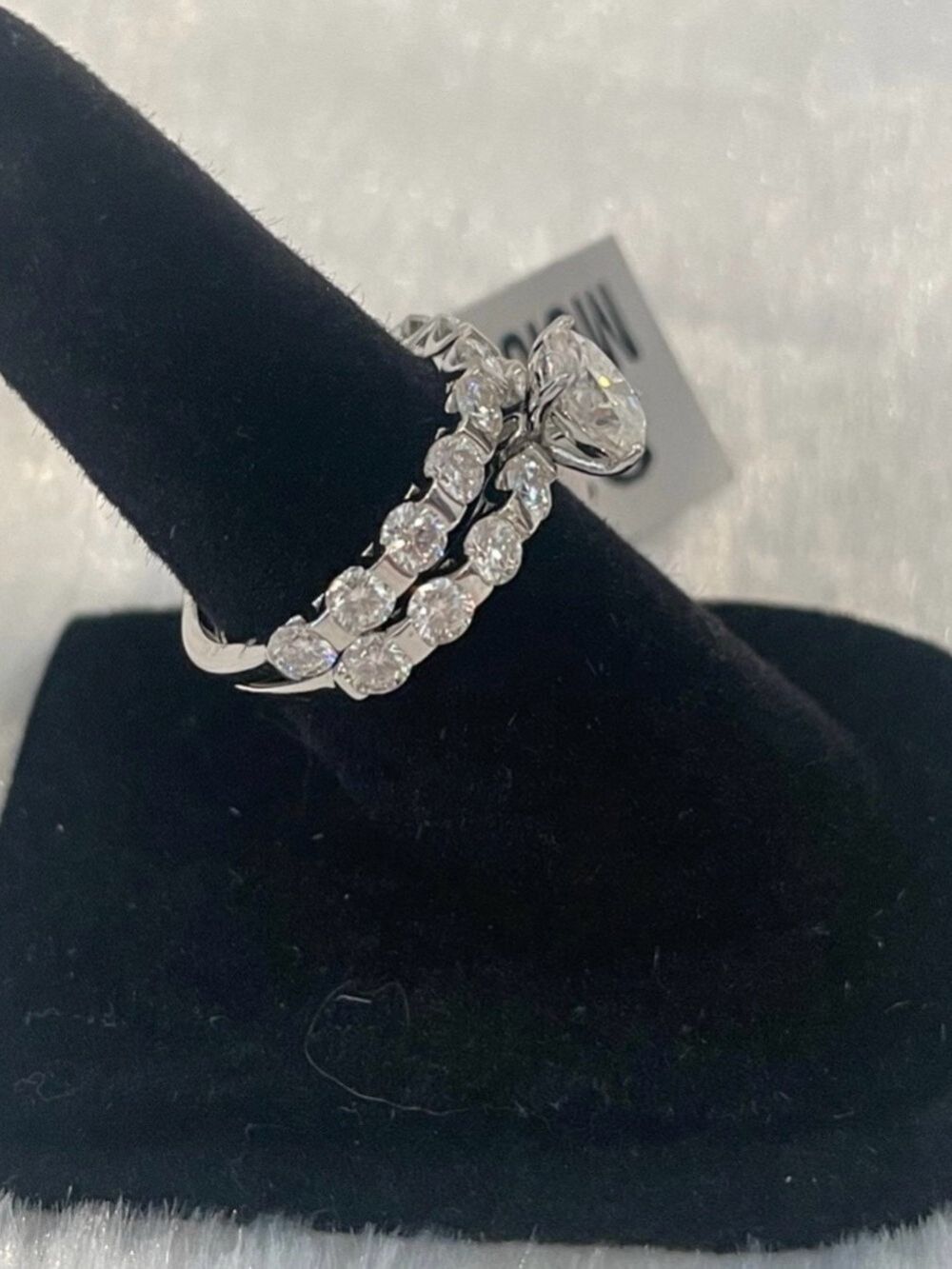 Woman’s size 5 2 piece rhodium plated over 925 silver 2.00ctw Moissanite ring - Picture 2 of 5